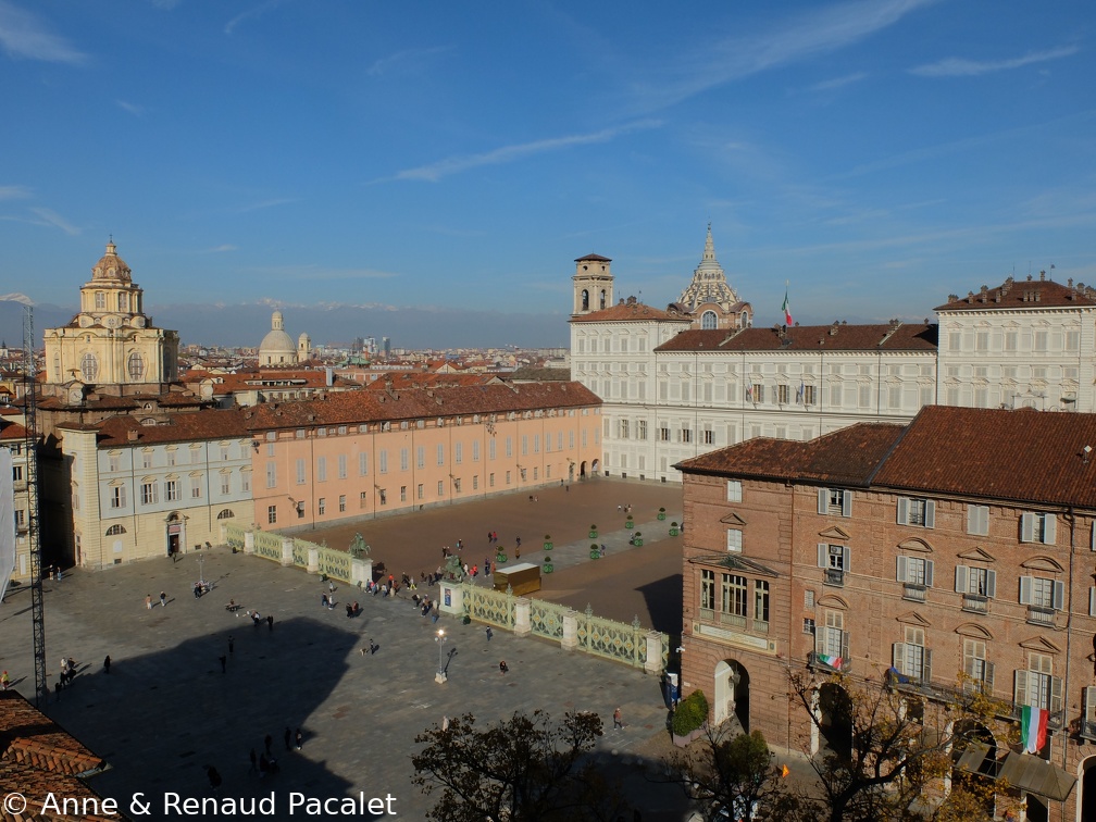 Panorama depuis l'une des tours du Palazzo Madama : San Lorenzzo, San Giovanni, la chapelle du saint suaire, le Palazzo Reale