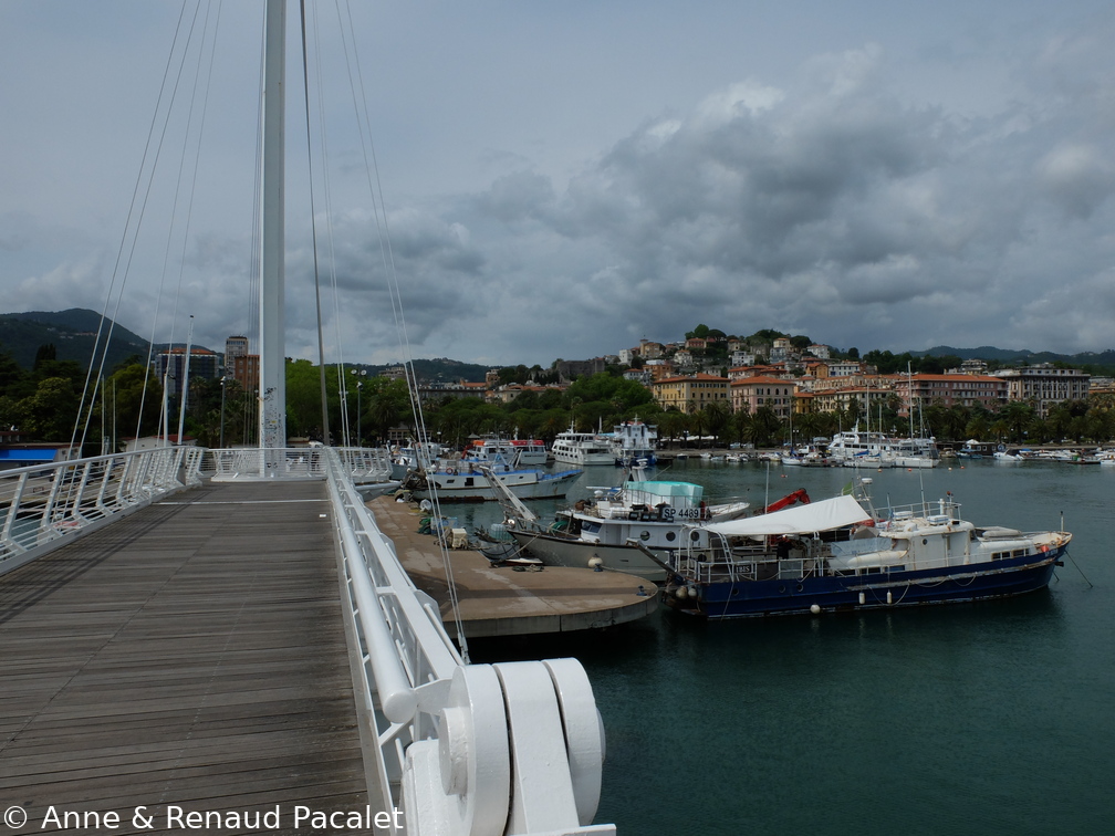 La colline de La Spezia vue depuis la passerelle G. Thaon di Revel